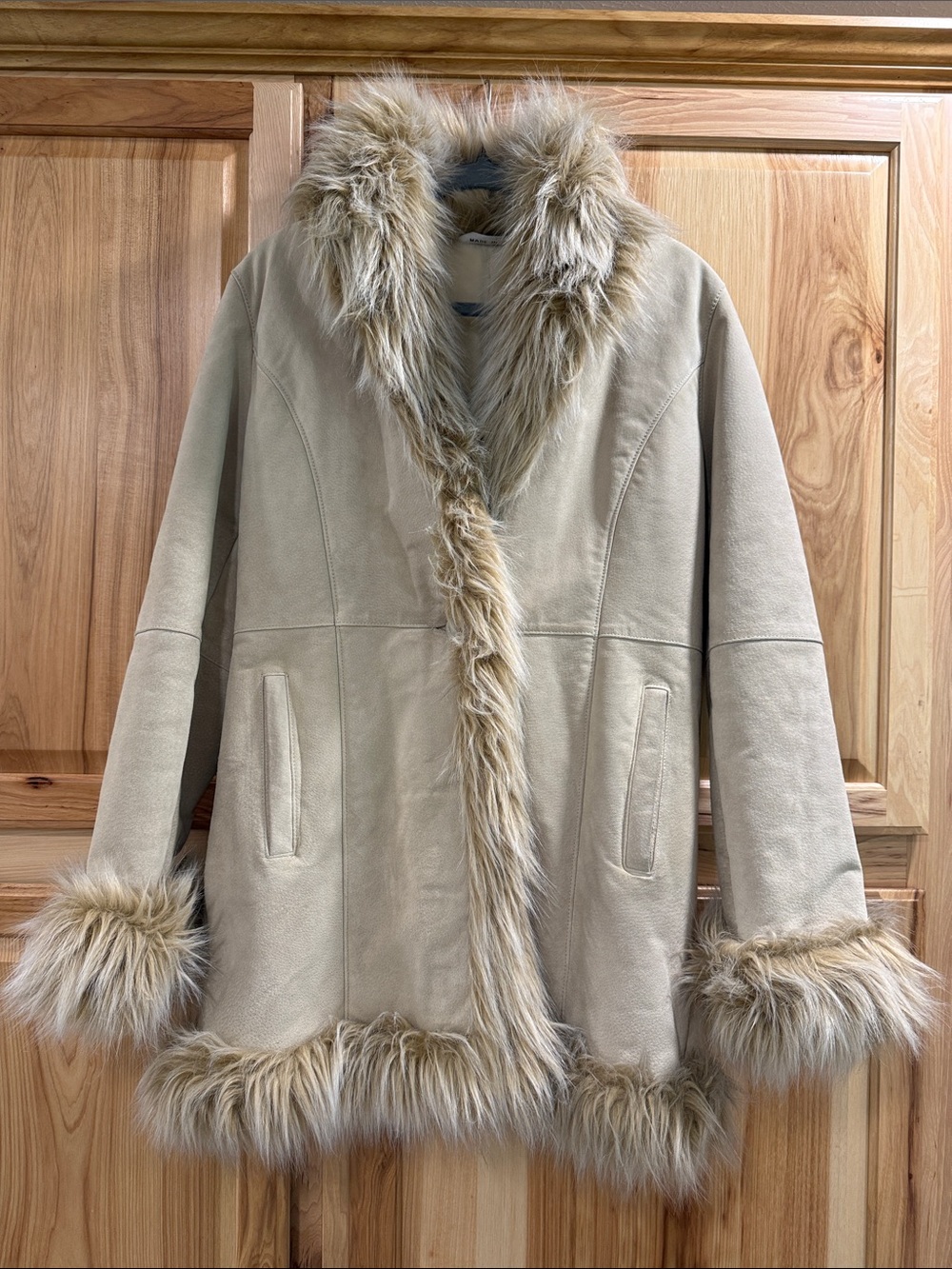 Wilsons Leather Women’s Sz S Penny Lane Cream Leather Suede Jacket Faux Fur Trim